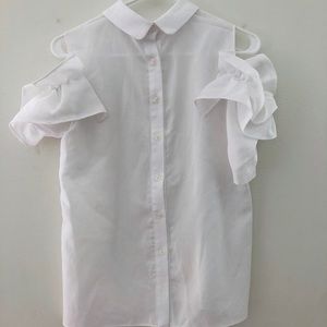 Raffle Sleeve White Women Top